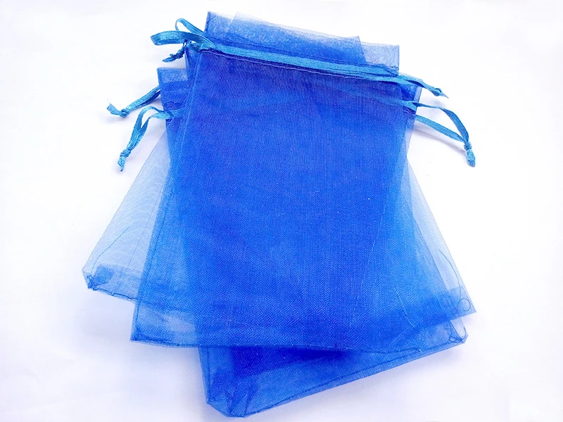 20*30cm 100pcs Blue Gift Bags For Jewelry/wedding/christmas/birthday/bracelets Yarn Bag With Handles Packaging Organza Bags