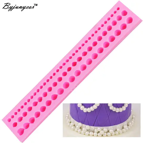 Byjunyeor M037 진주 문자열 비즈 UV 수지 실리콘 몰드 퐁당 초콜릿 캔디 롤리팝 크리스탈 에폭시 소프트 클레이 베이킹 도구