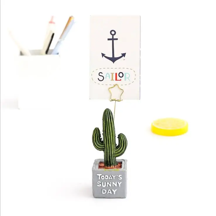 New Resin Kawaii Cactus Wedding Photo Clip Memo Note Holder Message Paper Clip Card  Desk Holder Office Home Table Decoration