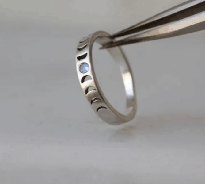 Vintage Moon Phase Rings Dainty Stacking Ring for Women Jewelry Gift