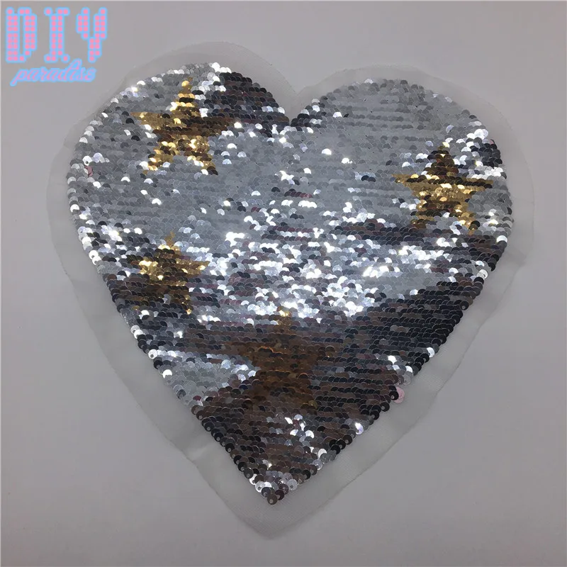 Star Reverse Sequins Sew On Patches for Summer T Shirt clothes Clothing Reversible Change Color Patch Applique