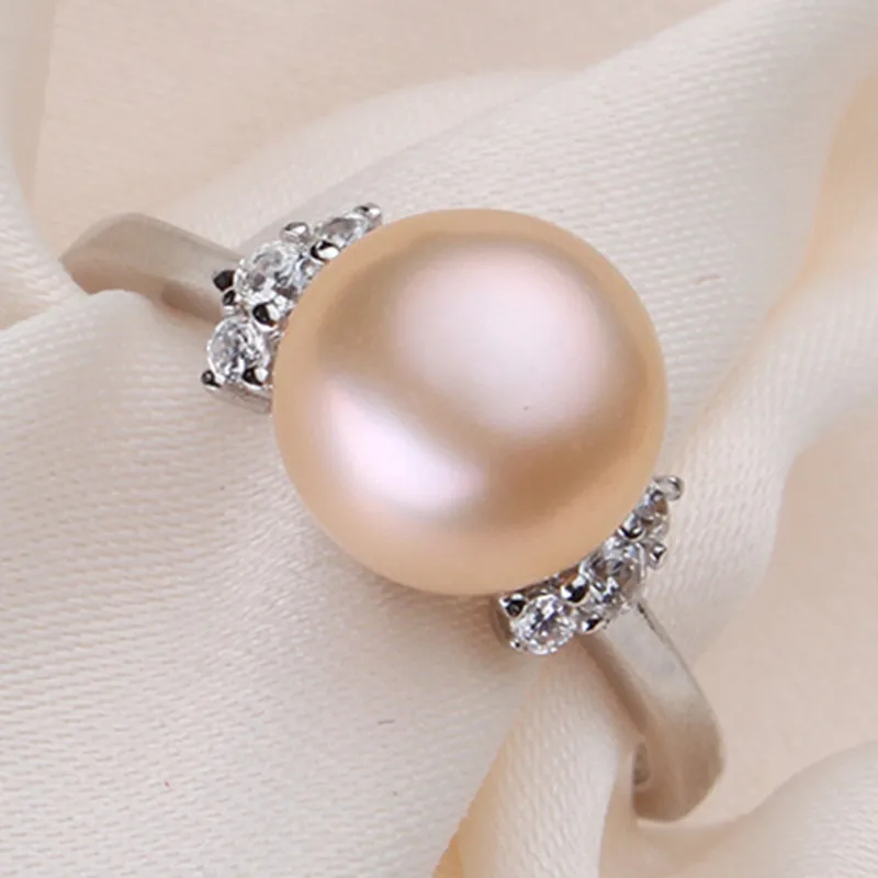 ZHBORUINI Fashion Pearl Ring Pearl Jewelry Natural Freshwater Pearl 925 Sterling Silver Jewelry Rings For Women Wedding Gift