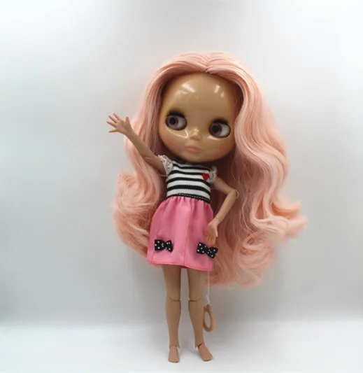 Blygirl Nude Doll Pink Peel Hair Multi-Joint Body 19 Joints Tan Skin DIY Dolls can be replaced body