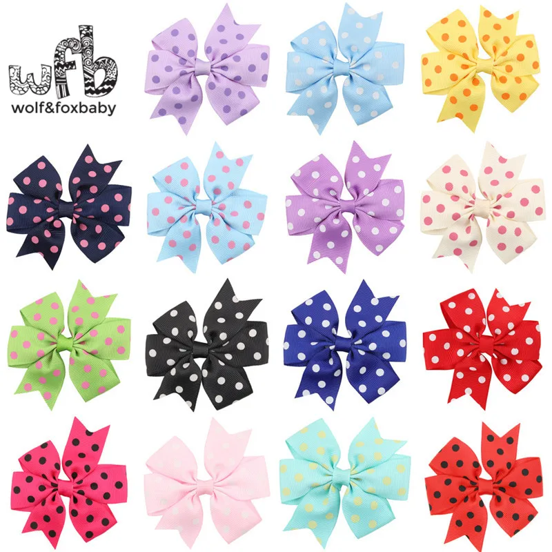 Retail hairpin swallowtail bowknot dot fashion hair accessories headwear baby infant Kids children