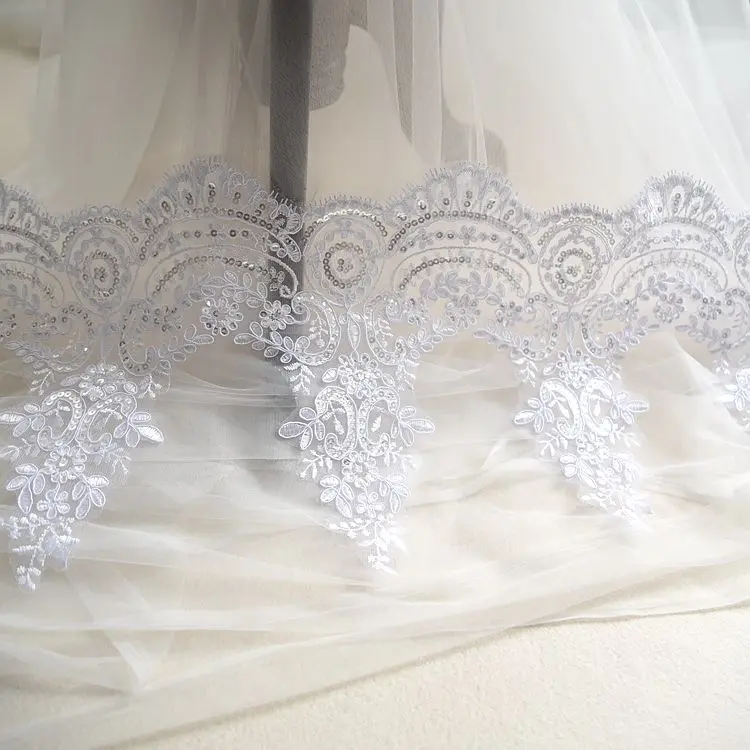 3 Yards/Lot 14 Farben Auto Knochen Stickerei Stoff Pailletten Spitze Trim Für Handgemachte DIY Kleidung Hochzeit Kleid Schleier 24CM Zubehör – Detail 8