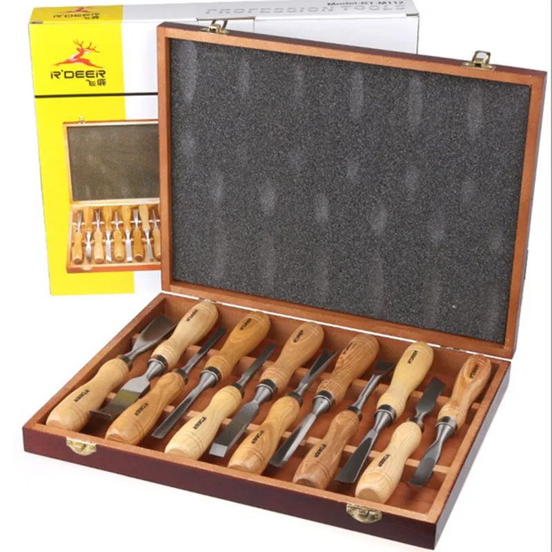 

RDEER 12 pcs Wood Carving Set Wood Working Tools Chisel Kit Carvers Graving Knife In Box chisel ferramentas marcenaria