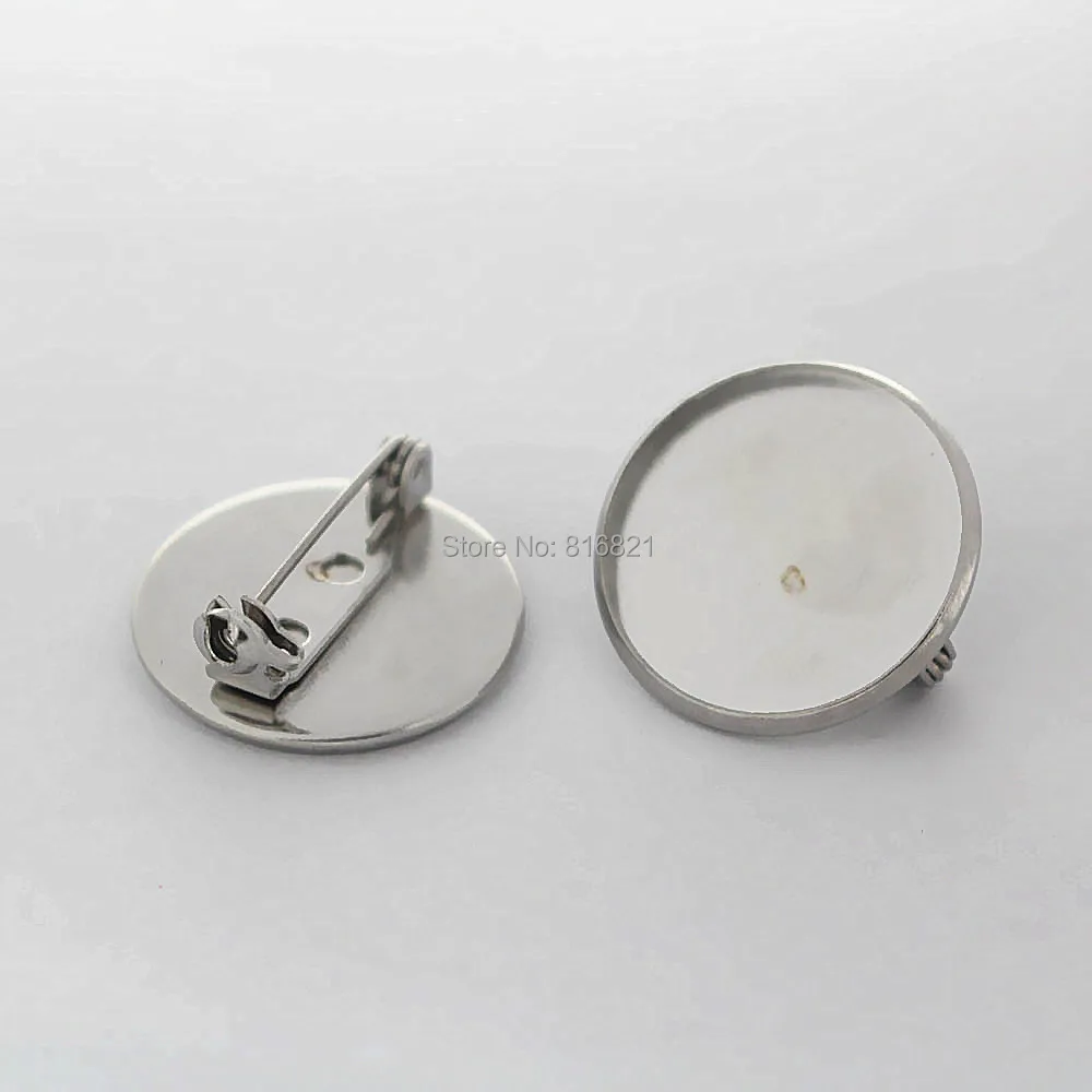 

100pcs Stainless Steel Brooches Bases 18 20 25 30mm Round Bezel Back Pins Cabochons Blanks Brooch Pins Settings DIY Crafts