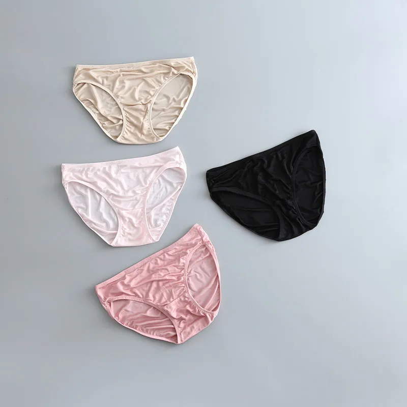 

Guiyi 8 Colors Solid Thin Women 100% Nature Silk Basic Style Sexy Underwear Pink Young Girl's Underpant Low-rise Briefs Pants