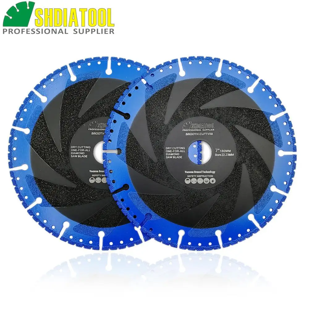 

DIATOOL 2pcs 180mm Vacuum Brazed Diamond Blade for All Purpose For stone iron steel 7" Demolition Blade