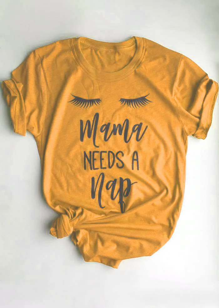 Skuggnas Mama Needs A Nap T-Shirt Tumblr Short Sleeve Letter grunge goth Tops Eye Nap Tee Hipster Mom Shirt mothday's Dy gift