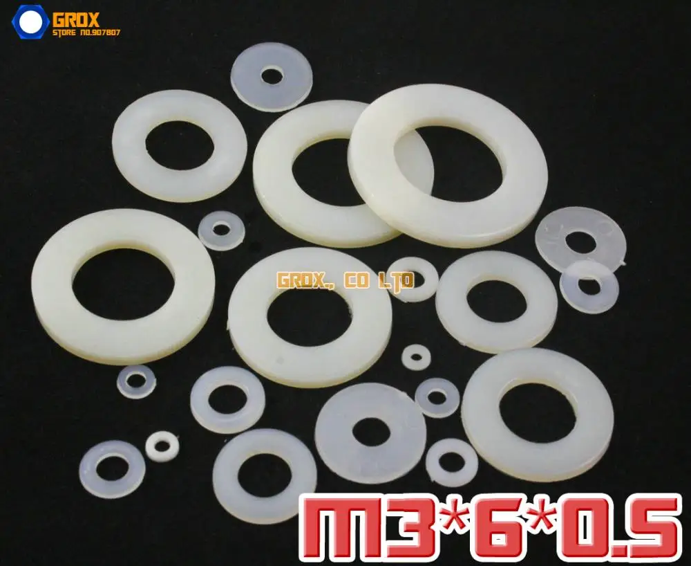 1000 Pieces M3 x 6 x 0.5mm Nylon Flat Washer Insulation Washer