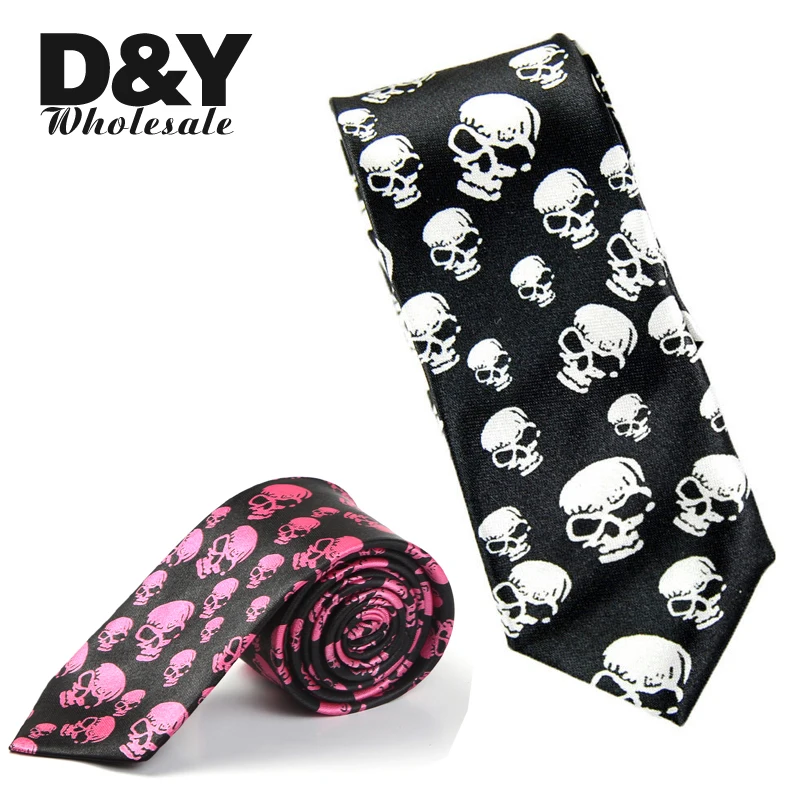 Tie For Men Necktie Formal Dress Gift Wedding Shirt Cravat 2 Inch Wide Fashion Skull Polyester Woven Classic Party Business