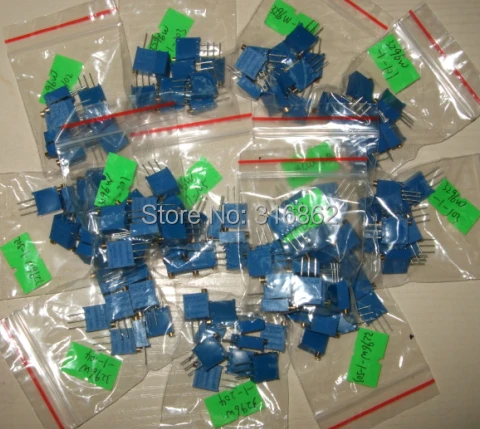 FREE SHIPPING 13valuesx10pcs=130pcs 3296W Pack High Precision 3296 Variable  Multiturn  kit