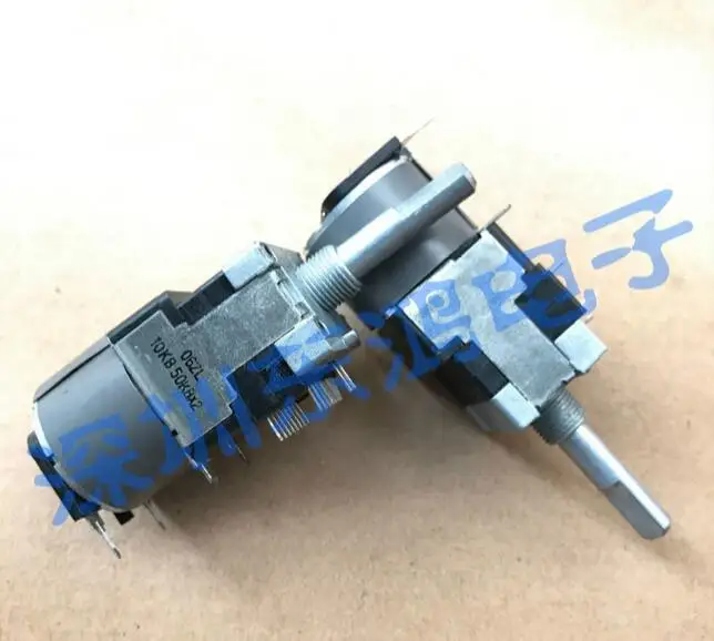 [VK] Original RK168 type motor potentiometer 4 league with light double B10K ,double B50K axis 30MM long two rows of feet SWITCH