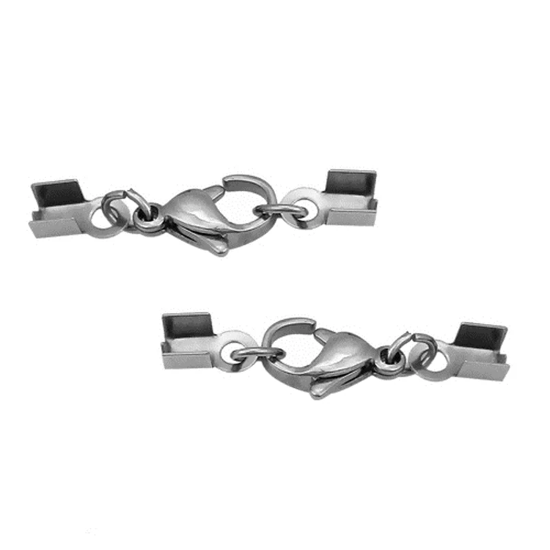 Обжимные колпачки DoreenBeads из нержавеющей стали для ювелирных изделий, ожерелий, браслетов, прямоугольной формы серебристого цвета с застежкой-карабином, 10 шт.