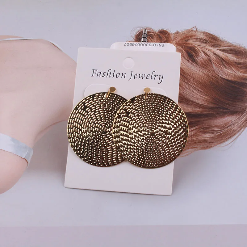 3 Colour Fashion Big Clip On Earrings Double Round Circle Pendant Long no pierced Earrings For Women Statement Jewelry