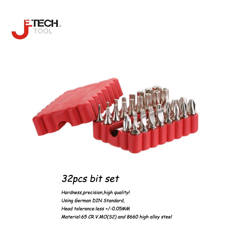 jetech chave de fenda precisao 32 pecas 25 mm polegadas torque hexadecimal kit de brocas variadas com adaptador ferramenta de parede de madeira 01