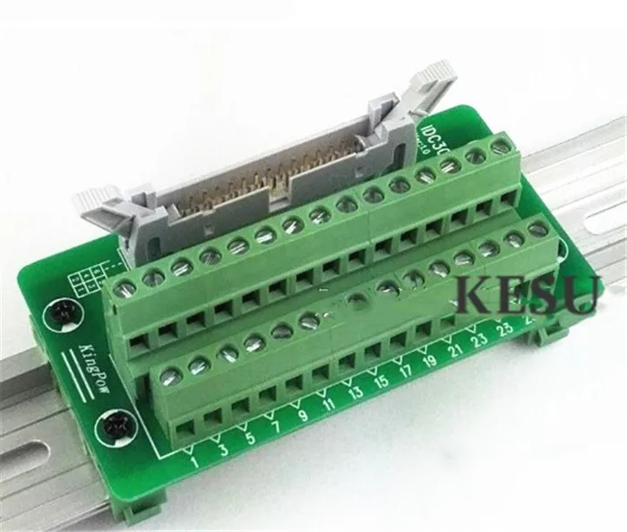 

IDC30Pin 2.45mm IDC-30 Pin Male Connector to 30-Pin Terminal Block Breakout Board Adapter PLC Relay Terminals DIN Rail Mounting