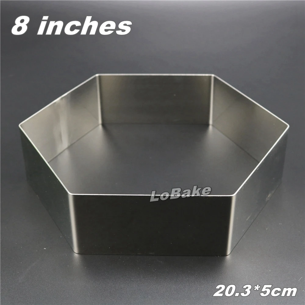 

8 inches 5cm height fine stainless steel hexagon shape mousse ring fondant birthday cake mold cheesecake mould baking tools