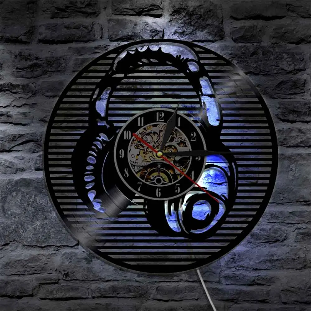 Headphone DJ Sign LED Lighting Vinyl Record Wall Clock Music Party Headset Atmosphere Lamp With Color Change