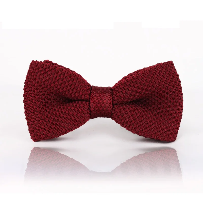 

HOOYI 2019 solid Burgundy pretied men's knitted bow ties butterfly ascot