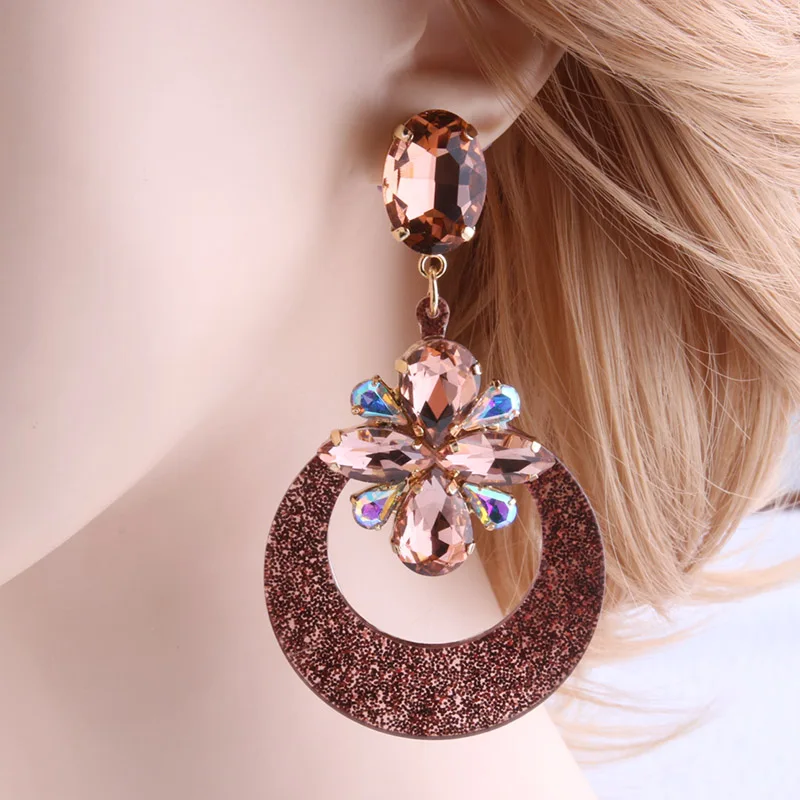 NeeFu WoFu Drop Resin Earrings Crystal Earring Big Large Long Brand Brinco Ear Accessories Oorbellen Christmas Gift woman ouch