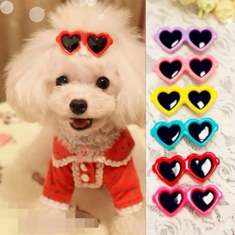 Heart Glasses Pet Puppy Accessories Dog Bows  PT45 Chihuahua Poodle Cat Animals 4pcs/lot Red/Yellow/Pink/Blue/Purple Groomings