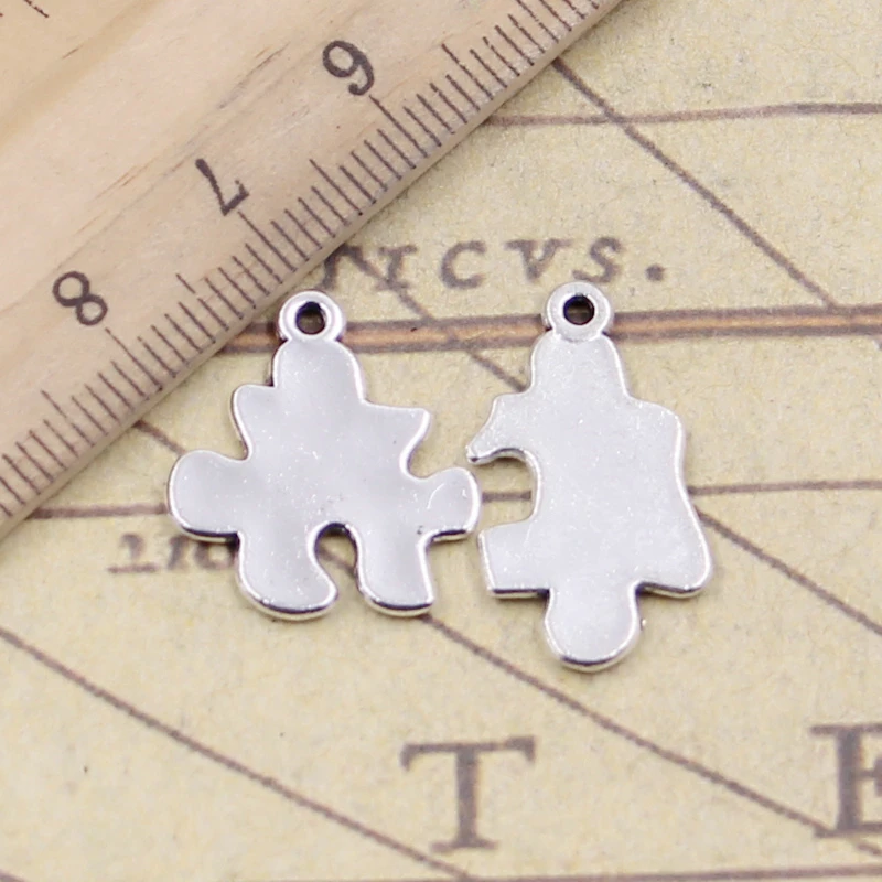 10pcs Charms Jigsaw Puzzle Best Friend 26x21mm Tibetan Silver Color Pendants Antique Jewelry Making DIY Handmade Craft