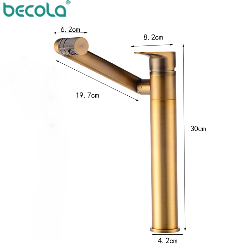 Becola Basin Faucets Antique Bronze Brass Bathroom Sink Faucet 360 Degree Swivel Hot and Cold Water Basin Mixer Wash Basin Taps