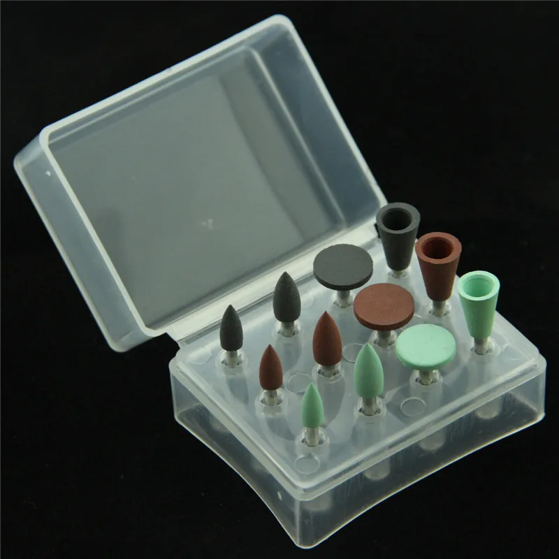 

12 pieces/1 box Denture Laboratory Hand Piece Teeth Polish Diamond Burs Drill Silicon RA