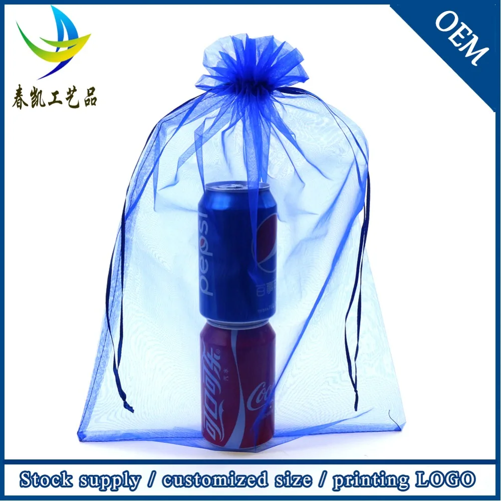 Organza Sachet Bags 50pcs/lot 35X50CM Blue Organza Pouches Saco De Tule Drawstring Gifts Bag Wedding Favors Packaging