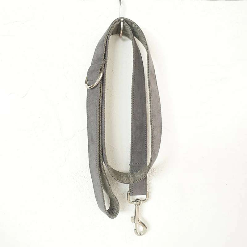 MUTTCO Engraved dog collar retailing handmade collar THE DEEP GRAY poly satin and nylon Grey dog collar and leash 5 sizes UDC025