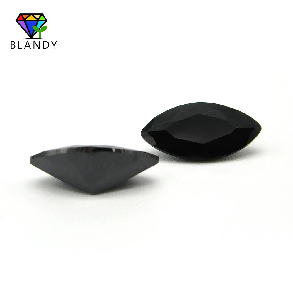 Free Shipping 1.5x3~8x16mm Marquise Shape Black Color Gems Stone Loose Synthetic Glass Beads For DIY Jewelry