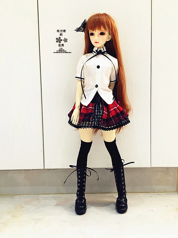

1/6 1/4 1/3 BJD Shirt+Plaid Skirt Set School Uniform for BJD/SD MSD SD13 Girl clothes Not included doll and other accessories