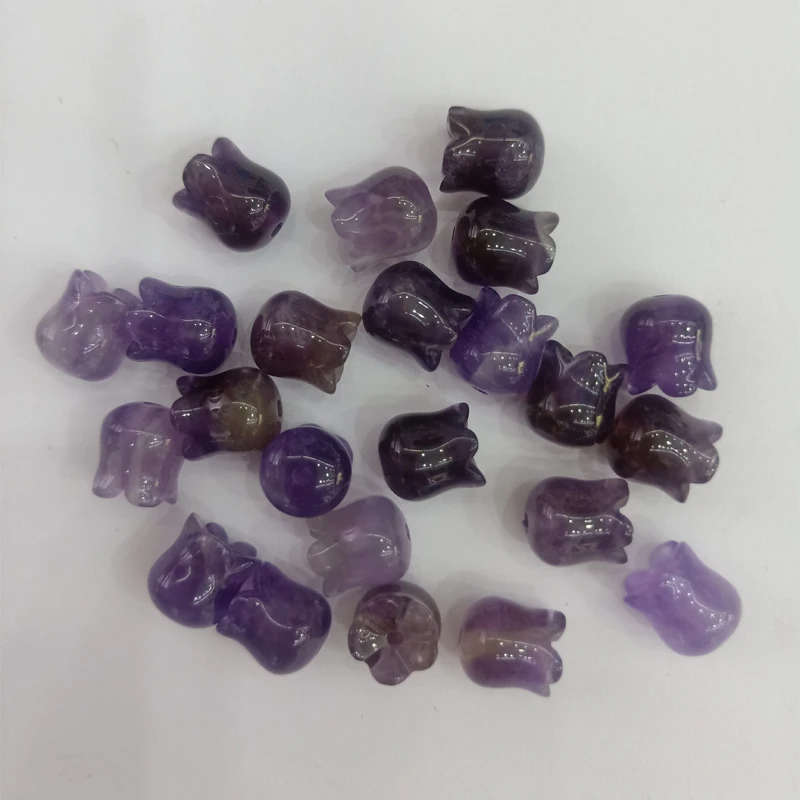 10pcs 9x10mm Convallaria Majalis Flower Natural Amethysts Stone Beads For Jewelry Making Loose Stone Beads Fit Bracelet Earring