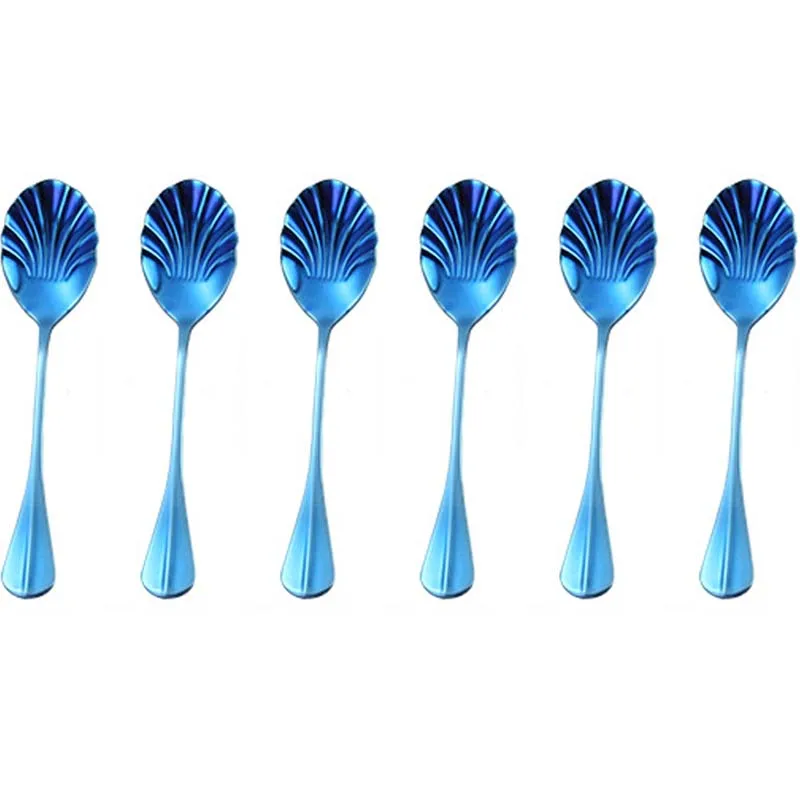 Christmas Decor Shell Shape Coffee Spoons, Colorful Dessert Tea Spoons, Dinnerware Set,Tea Mixing Scoop Suit, Cutlery Set
