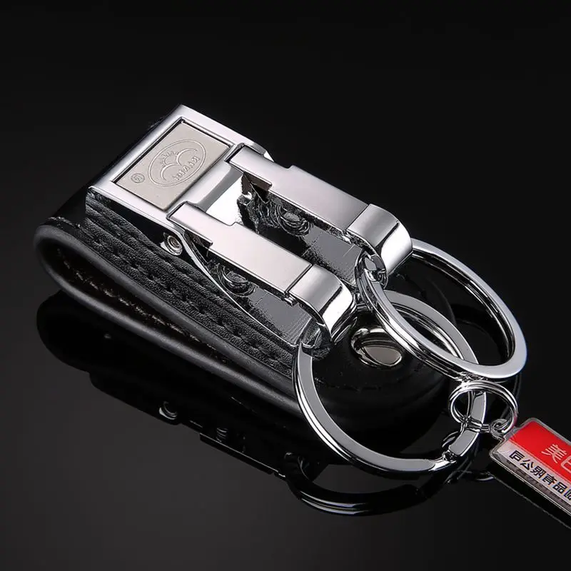 Fashion Men\'s Business Genuine Leather Belt Buckle Clip 2 Loops Key chain Key Ring Holder Men Apparel Accessories