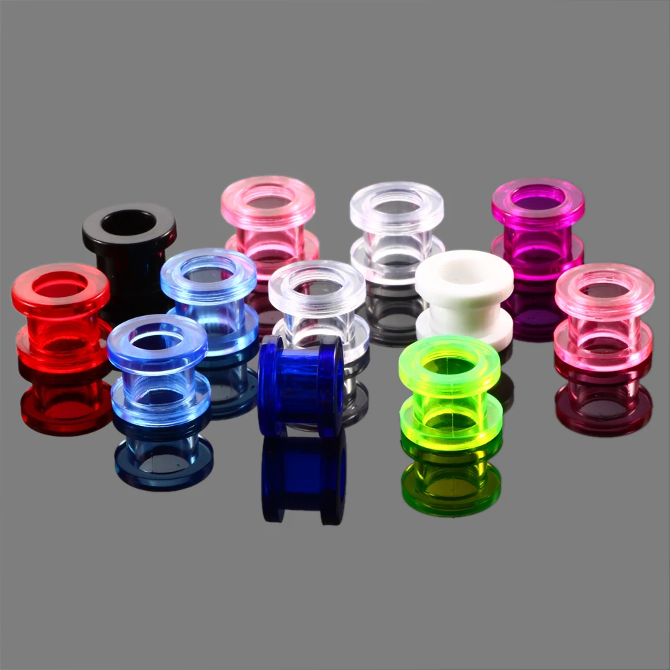 PAIR Acrylic Ear Stretchers Plugs Tunnels Piercing Colorful Hollow Screw Fit Ear Gauges Piercing Ear Flesh Expander Body Jewelry