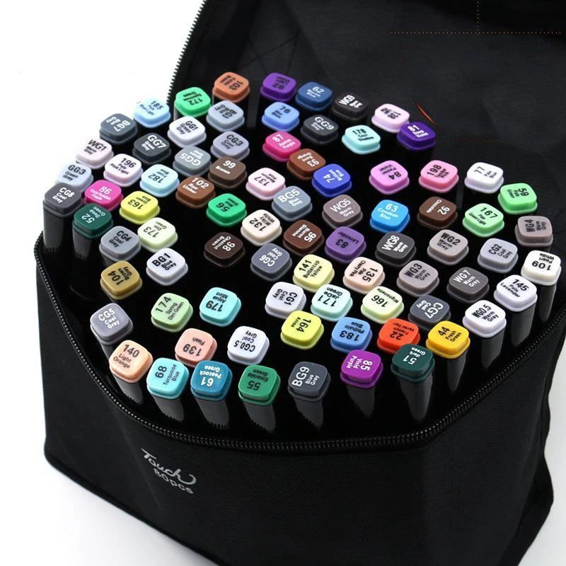 60 Pcs/Lot Low-Price Colorful 60-Color Two-Tipped Art Marker for Drawing & Design & School Stationery & Office Supply