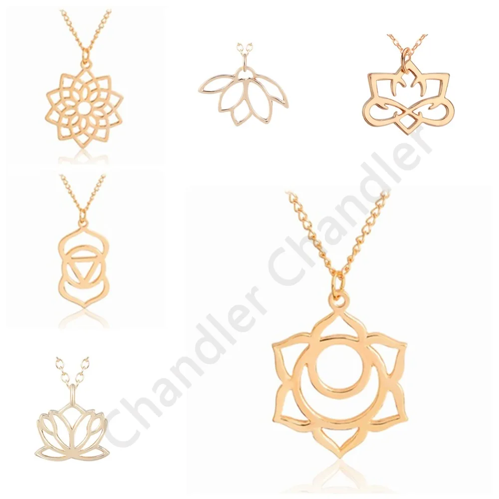 Chandler God Karma Buddha Lotus Pendant Necklace For Women Yoga Prayer Buddhism Jewelry Wholesale Short Chain Chokers Collars