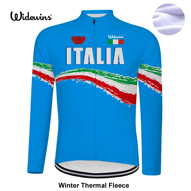 Fleece Thermal Long Jersey Winter cycling jersey italy national blue Pro team long sleeve bike bicycle wear clothing riding 8026