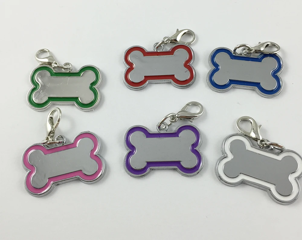 100 pcs/lot  Creative cute Stainless Steel Bone Shaped DIY Dog Pendants Card Tags For Personalized Collars Pet Accessories