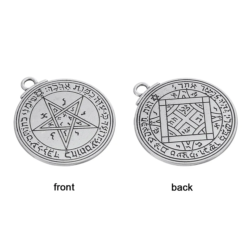 Teamer Double Sided Nordic Viking Charms for Jewelry Making Vintage Solomon Pentacle Seal Pendant for Necklace Men Amulet Wicca