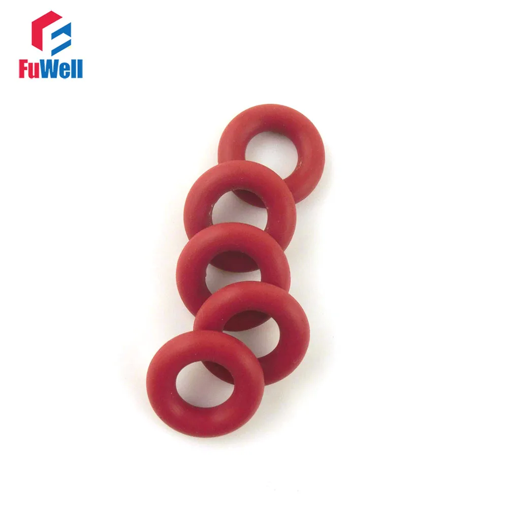 100pcs 4mm Thickness Red Rubber O-ring Sealing Gasket 25/26/27/28/29/30/31/32/33/34mm OD Silicon O Rings Seals Washers Grommets