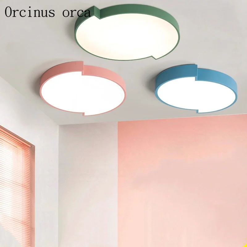 Nordic modern Simple circular ceiling lamp living room bedroom children's roo m color creation LED ceiling lamp free shipping