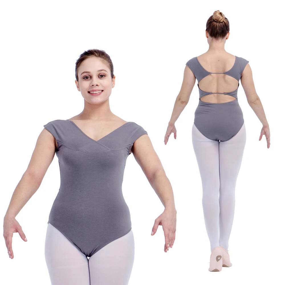 

Retail Gray, Black Cotton/Lycra Cap Sleeve Ballet Leotard with Back Twisting for Ladies and Girls