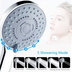 5Position Water Saving Shower Head Five Mode Showering Water Pressure Boost Shower Head Relax Shower Head High Pressure