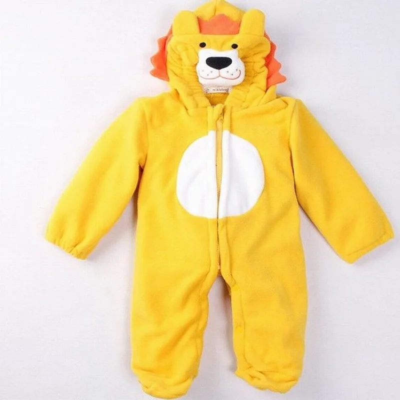 Lion Baby Rompers Warmer Hooded Coats Baby Boys Rompers Newborn Fleece Jumpsuits Outfits Costumes Long Fleece Baby Clothes