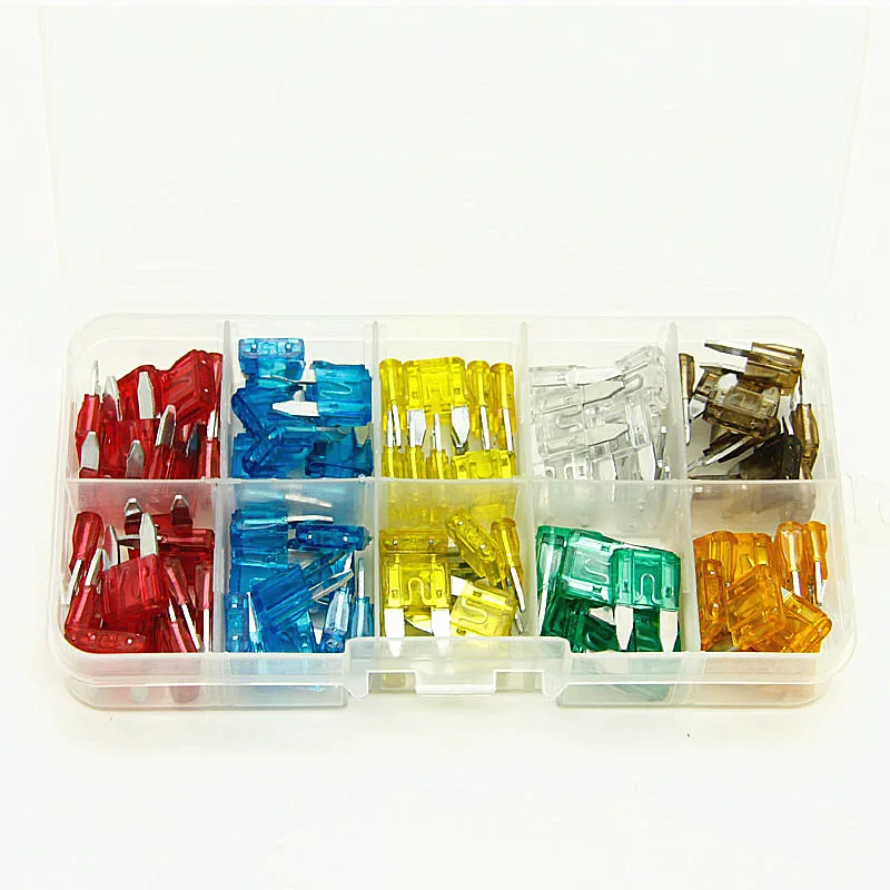 500pcs  (5 boxes) MINI 5A 7.5A 10A 15A 20A 25A 30A Amp ZINC Assortment Auto Blade fuse