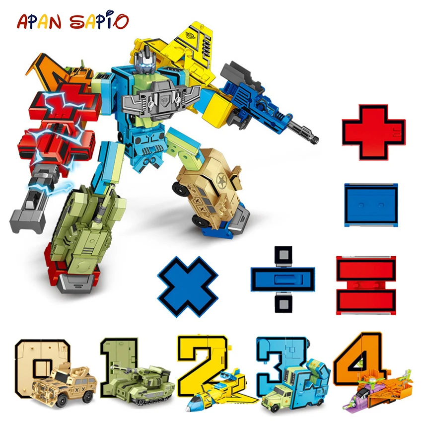 

10PCS Transformation Number Robot Toy Building Blocks Deformation Pocket Morphers Educational Action Figure Toy for Children